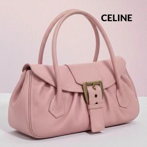 CELINE Authentic SHOULDER HAND BAG SATCHEL PINK LEATHER